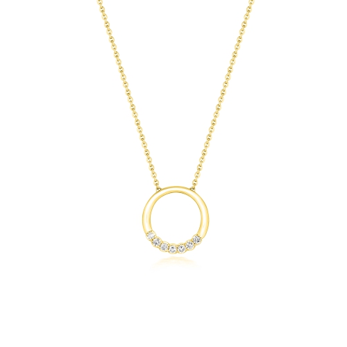 4 Prong Round Yellow Gold Baguette stud Pendant Necklaces