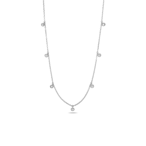 Bezel Setting Round White Gold Solitaire Pendant Necklaces