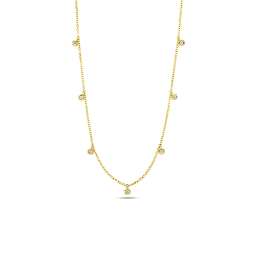 Bezel Setting Round Yellow Gold Solitaire Pendant Necklaces