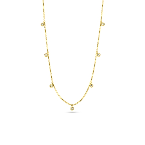 Setting Round Yellow Gold Bezel stud Pendant Necklaces