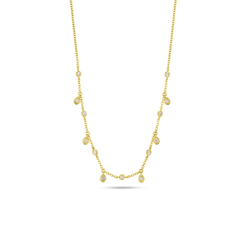 Bezel Setting Round Yellow Gold Luster Pendant Necklaces