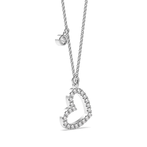 4 Prong Round Heart shaped Pendant Necklaces