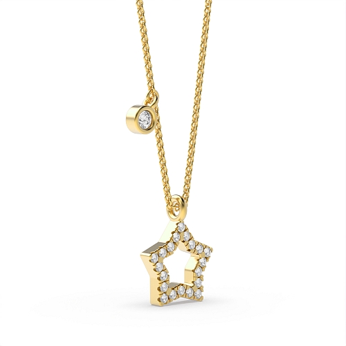 Bezel Setting Round Yellow Gold Star d Pendant Necklaces