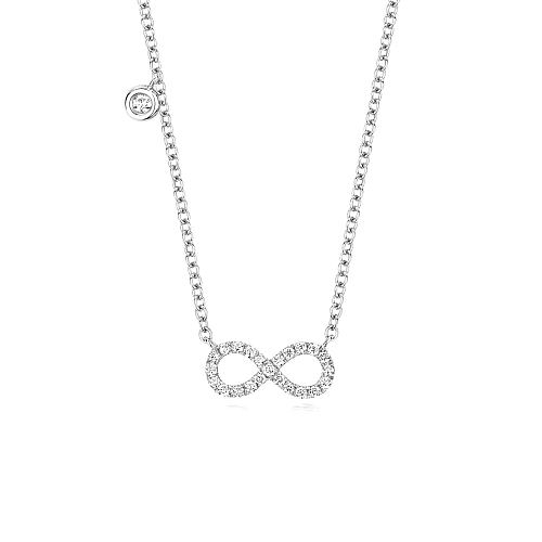 Bezel Setting Round Infinity Pendant Necklaces