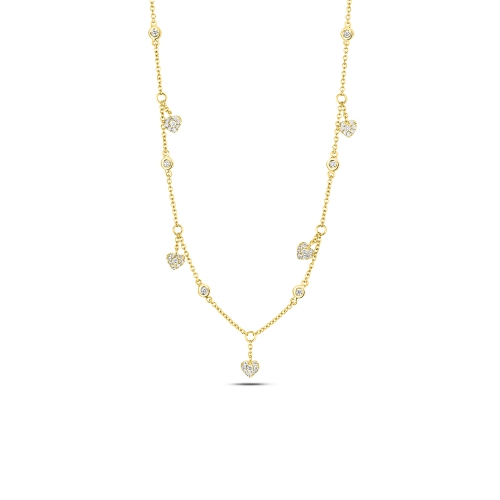 Bezel Setting Round Yellow Gold Designer lustre Pendant Necklaces