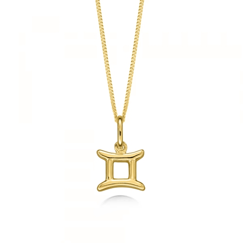 Yellow Gold Gemini zodiac sign Pendant Necklaces