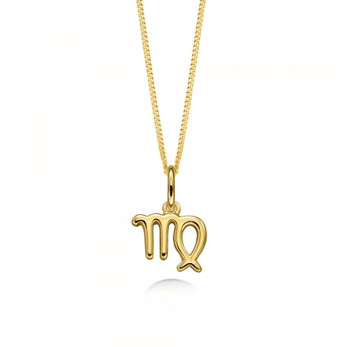 Yellow Gold Virgo zodiac sign Pendant Necklaces