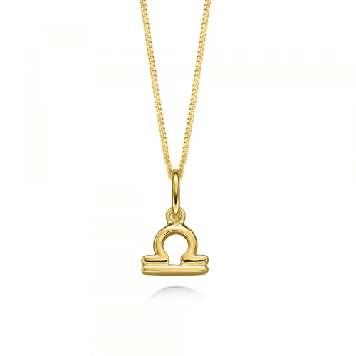Yellow Gold Libra zodiac sign Pendant Necklaces