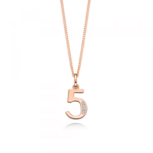 Pave Setting Number Five Diamond Neckalce and Pendant
