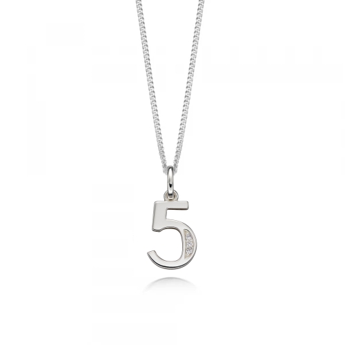 Pave Setting Round Number Pendant Necklaces