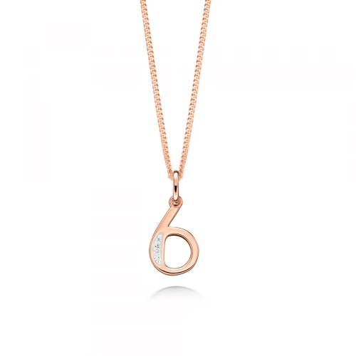 Pave Setting Round Rose Gold Number Pendant Necklaces