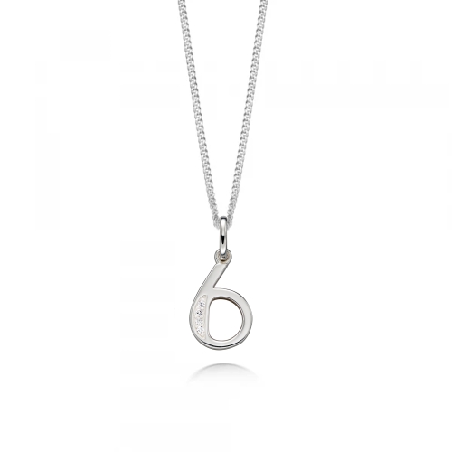 Pave Setting Round Number Pendant Necklaces