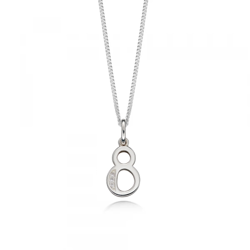 Pave Setting Number Eight Diamond Neckalce and Pendant