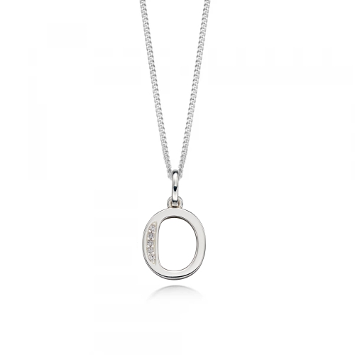 Pave Setting Round Platinum Number 0 Pendant Necklaces