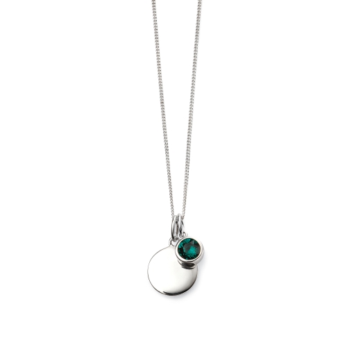 Bezel Setting Round Emerald Gemstone Pendant Necklaces