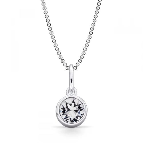 bezel setting round shape diamond birthstone pendant