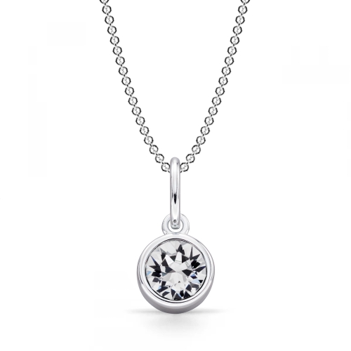 Bezel Setting Round Naturally Mined Diamond Gemstone Pendant Necklace