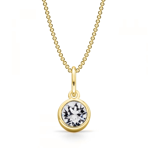 Bezel Setting Round Yellow Gold Gemstone Pendant Necklaces