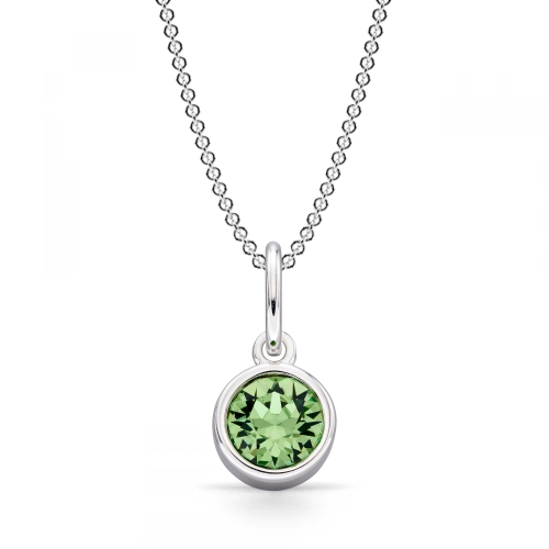 Bezel Setting Round Peridot Gemstone Pendant Necklace