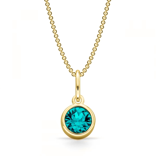 Bezel Setting Round Yellow Gold December birthstone Lab Grown Diamond Gemstone Pendant Necklaces