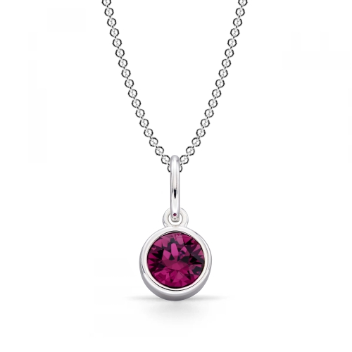 Bezel Setting Round Amethyst Gemstone Pendant Necklace