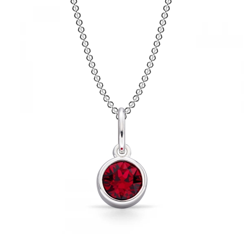 Bezel Setting Round Ruby Gemstone Pendant Necklaces