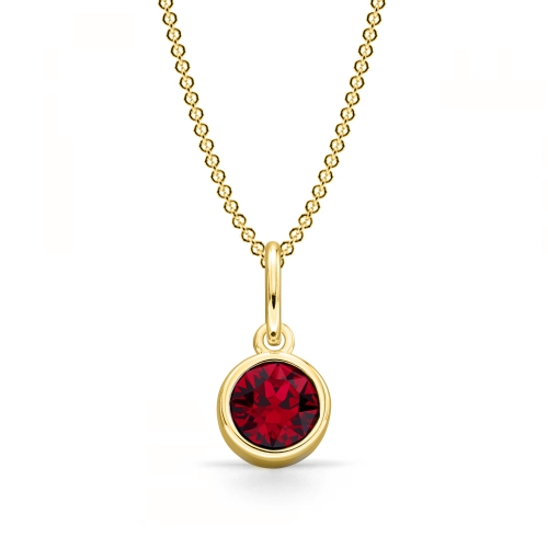 Bezel Setting Round Yellow Gold Birthstone Lab Grown Diamond Gemstone Pendant Necklaces