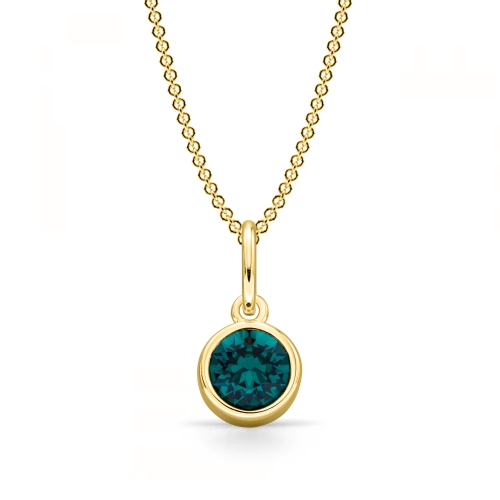 bezel setting round shape emerald birthstone pendant
