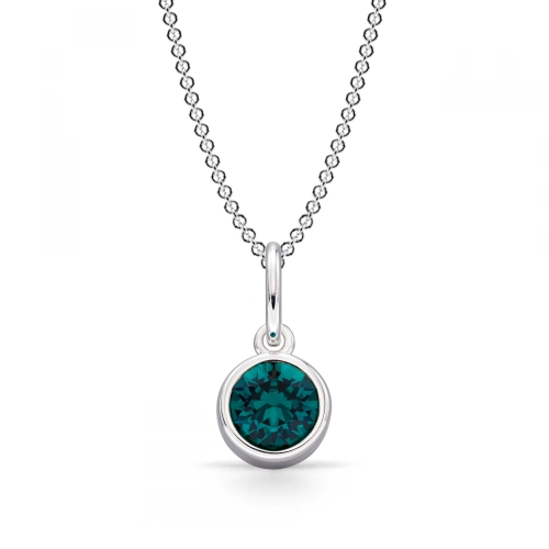 Bezel Setting Round Emerald Gemstone Pendant Necklace