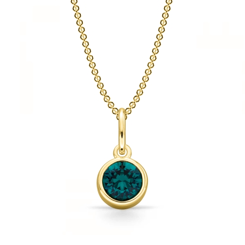 Bezel Setting Round Yellow Gold Birthstone Naturally Mined Diamond Gemstone Pendant Necklaces