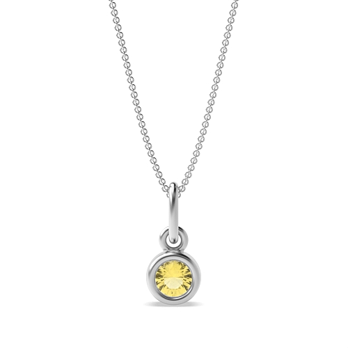 3 carat  Bezel Setting Round Birthstone Lab Grown Diamond Pendant Necklaces