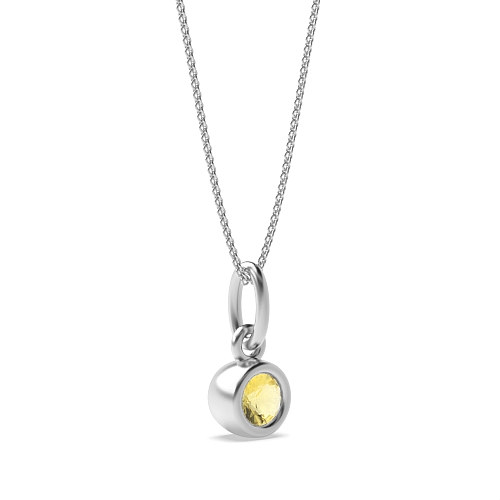 3 carat  Bezel Setting Round Birthstone Lab Grown Diamond Pendant Necklaces