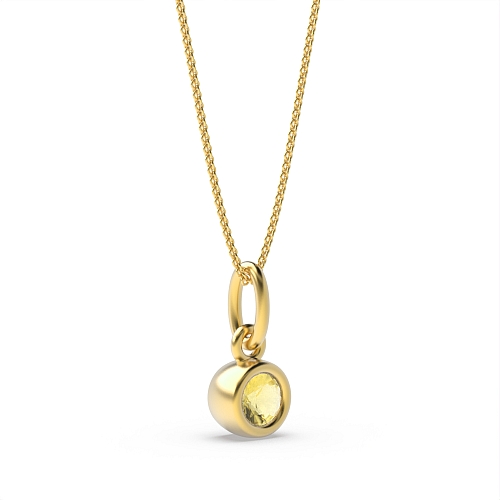 Bezel Setting Round Yellow Gold Birthstone Naturally Mined Diamond Gemstone Pendant Necklaces