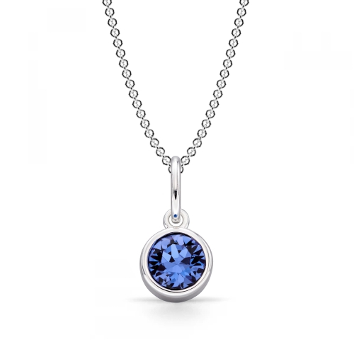 Bezel Setting Round Sapphire Gemstone Pendant Necklaces