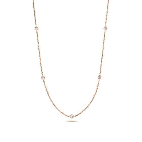 Bezel Setting Round Rose Gold Essence twist Cluster Pendant Necklaces