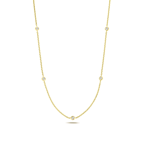 Bezel Setting Round Yellow Gold Essence twist Pendant Necklaces