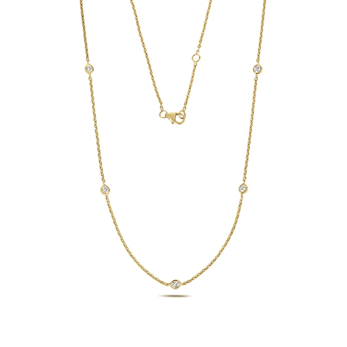 Bezel Setting Round Yellow Gold Essence twist Pendant Necklaces