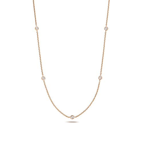 Bezel Setting Round Rose Gold Lattice nexus Cluster Pendant Necklaces