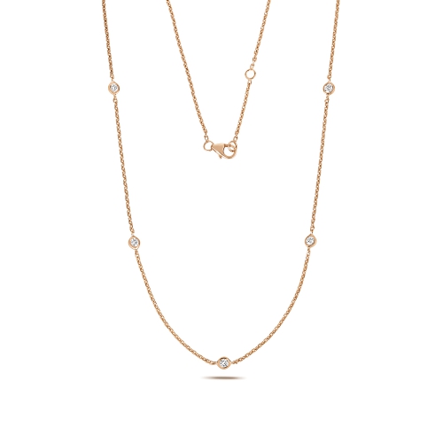 Bezel Setting Round Rose Gold Lattice nexus Cluster Pendant Necklaces