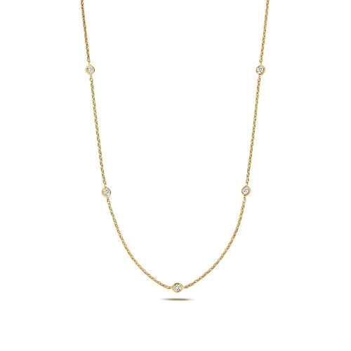 Bezel Setting Round Yellow Gold Lattice nexus Pendant Necklaces
