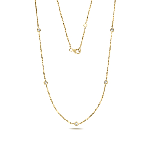 Bezel Setting Round Yellow Gold Lattice nexus Pendant Necklaces