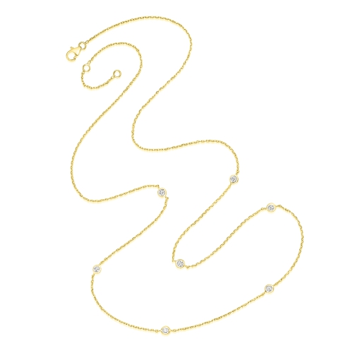 Bezel Setting Round Yellow Gold Virtue bind Pendant Necklaces