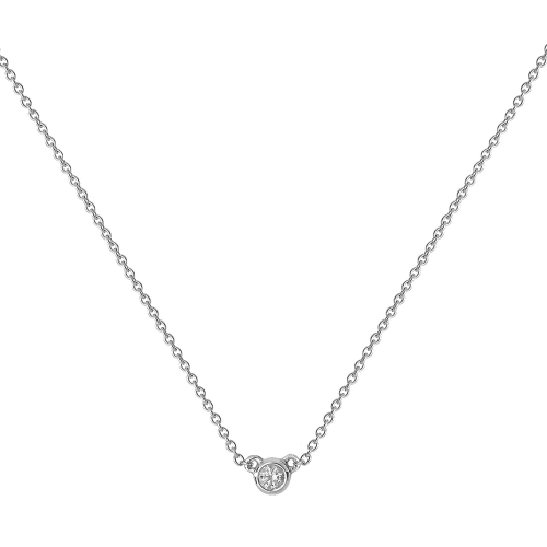 Bezel Setting Round Silver Baguette spark Pendant Necklaces