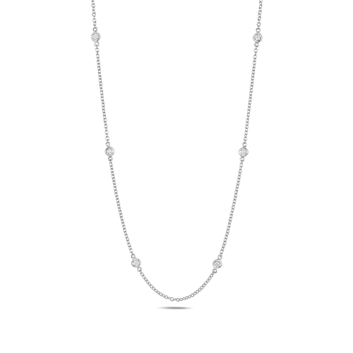 Bezel Setting Round Platinum Cluster Pendant Necklaces