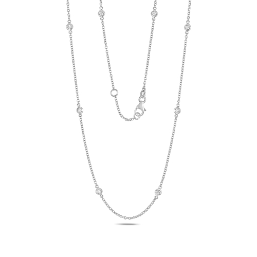 bezel setting round shape diamond pendant necklace