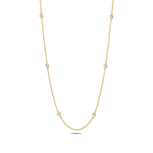 Bezel Setting Round Yellow Gold Glimmer lustre Pendant Necklaces