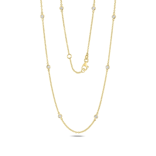 Bezel Setting Round Yellow Gold Glimmer lustre Pendant Necklaces