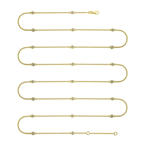 Bezel Setting Round Yellow Gold Plain beam Pendant Necklaces