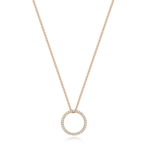 prong setting round shape diamond circle pendant necklace(15 MM X 15 MM)