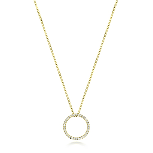 prong setting round shape diamond circle pendant necklace(15 MM X 15 MM)